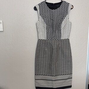 J. Crew Black and White Geometric Midi Dress